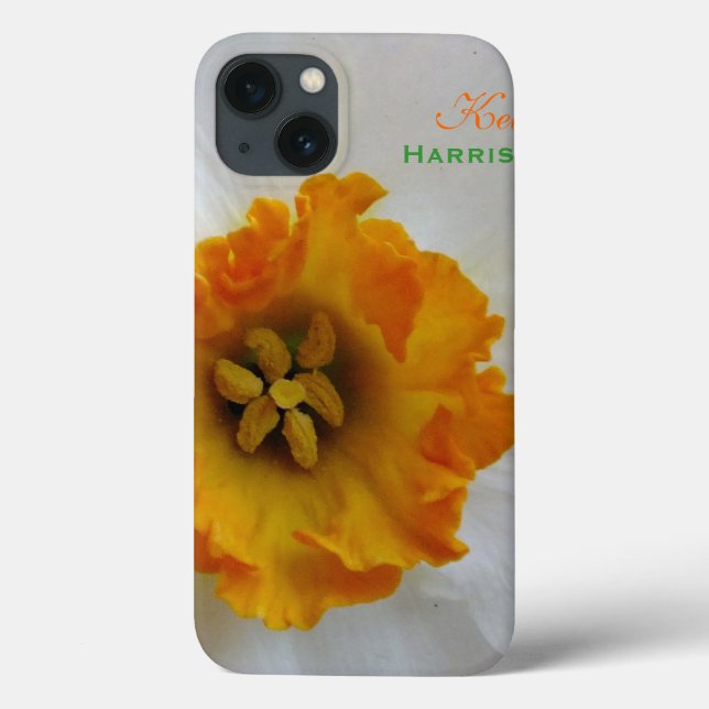 Vit N Orange Daffodil Personlig iPad Case (Baksida)