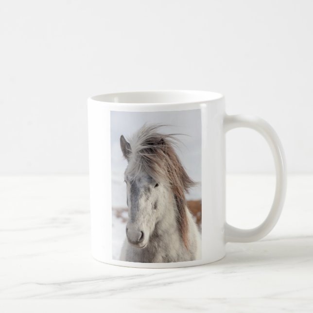 Vit närbild på isländsk häst huvud kaffemugg (Höger)