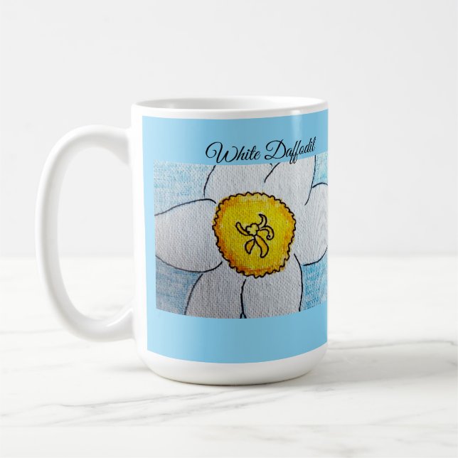Vit Narciss Bebisblå Kaffemugg (Vänster)