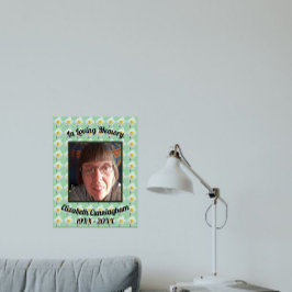 Vit Narciss på Grön Foto Minnesmärke Poster