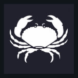 Vit nautisk CRAB-silhouette på marinblå Poster<br><div class="desc">| SJÖ Life | NAUTISKT | BOATNING | ANCHOR | SJÖ Life | LIVET ÄR BÄTTRE I SJÖ | ROLIGT | CHIC | ENKEL | VATTEN | TILLBEHÖR TILL ROLIGT-BOATDEKOR FÖR HEMMET | NAUTISK TROPISK HEMDEKOR | KLASSISK SILHOUETTKONSTRUKTION | BEACH | SEA | OCEAN DECOR HOME BOAT ACCESSORIS | CAPTAIN...</div>