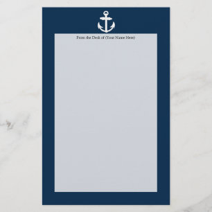 Vit/nautiska blått ankrar symbol brevpapper