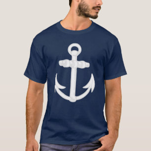 Vit/nautiska blått ankrar symbol tröja