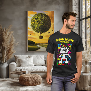 Vit Neon Utomjording – Funky Pop Art Varelse  T Shirt