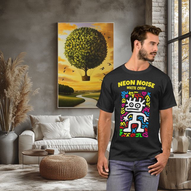 Vit Neon Utomjording – Funky Pop Art Varelse  T Shirt (Skapare uppladdad)