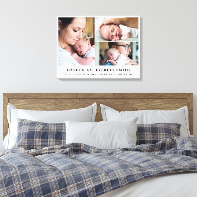 Vit neutral baby-fotocollage ny bebis canvastryck (Insitu (sovrum))
