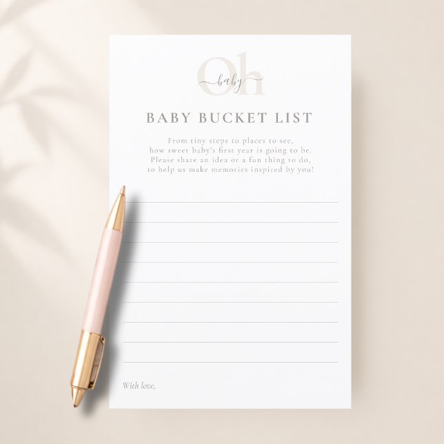 Vit Neutral Trendig Doppning Baby Bucket List Lek (Skapare uppladdad)
