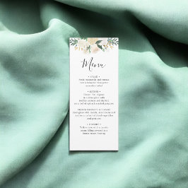 Vit Neutralt Vattenfärg Blommigt Bröllop Menu Meny