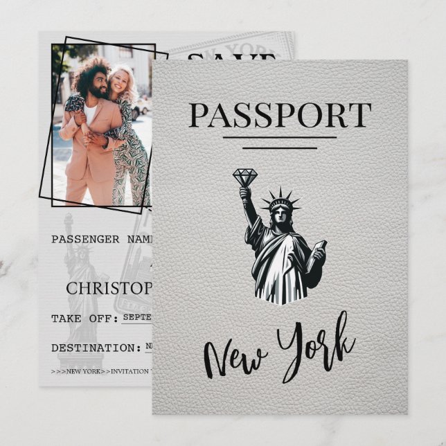 Vit New York City Passport Spara datum Datumet (Fram/baksida)