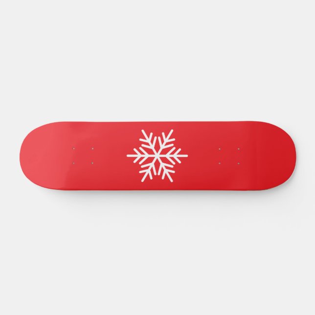 Vit nordisk snöflingor, ljusröd bakgrund mini skateboard bräda 18,5 cm (Horz)
