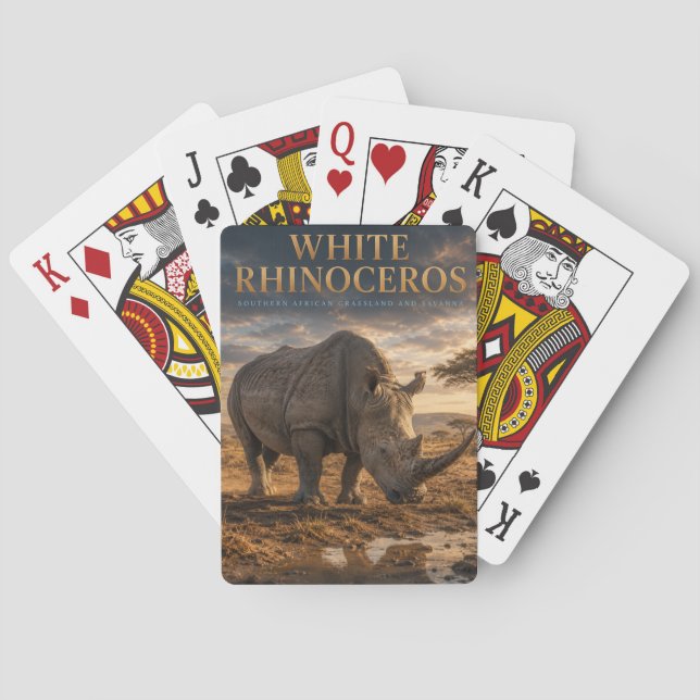 Vit Noshörning Savann DJUR Casinokort (Baksidan)