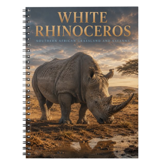 Vit Noshörns Savann DJUR Anteckningsbok (Framsidan)