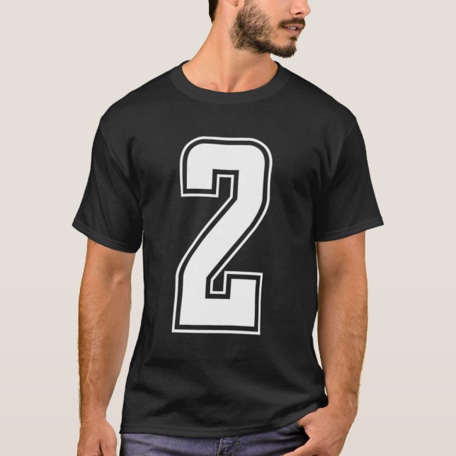 Vit nummer 2-teamet Junior Sports numrerad enhetli T Shirt (Framsida)
