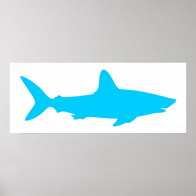 Vit och Aqua Blå Haj Poster (Framsidan)