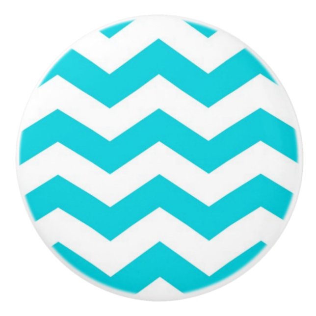 Vit- och Aquasicksackmönster Knopp (Framsidan)