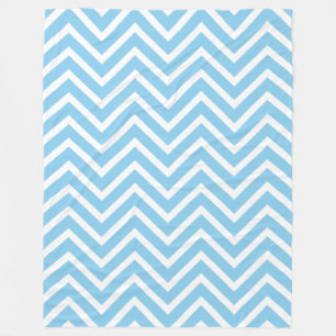 Vit och Baby blue Chevron Mönster Fleecefilt