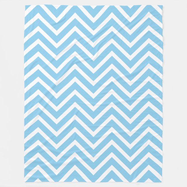 Vit och Baby blue Chevron Mönster Fleecefilt (Framsidan)