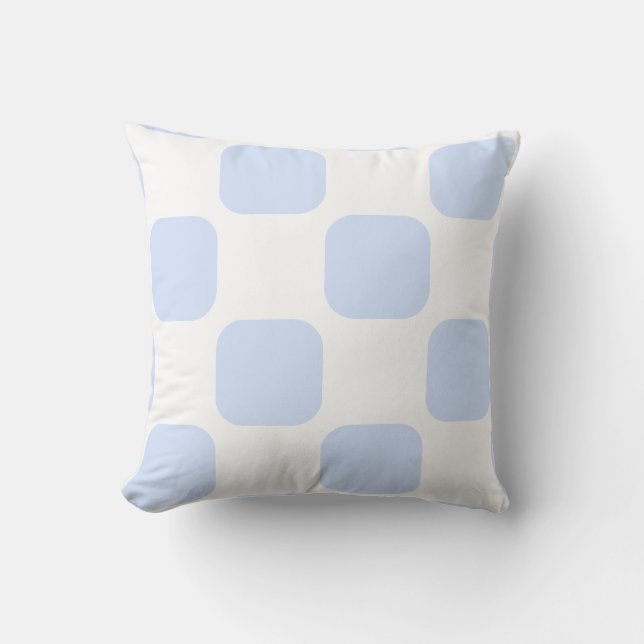 Vit och babyblå pastellfärgad Squircle-mönsterdesi Kudde (Framsida)