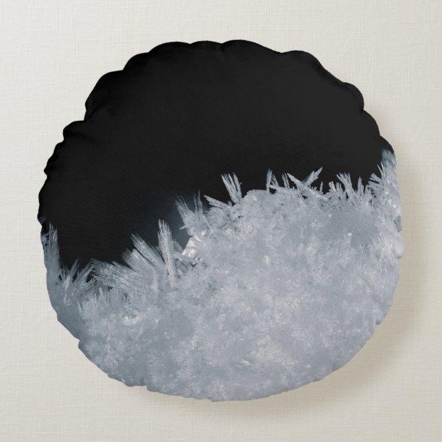 Vit och blå abstrakt rund kudde (Framsidan)