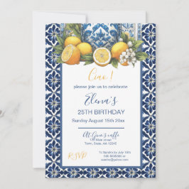 Vit och blå Amalfi keramisk vas citroner Italien  Inbjudningar