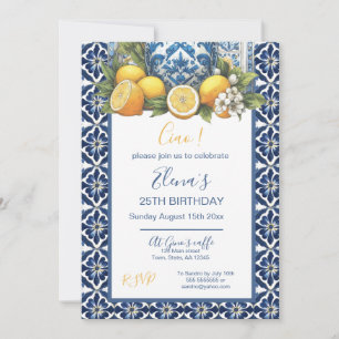 Vit och blå Amalfi keramisk vas citroner Italien Inbjudningar
