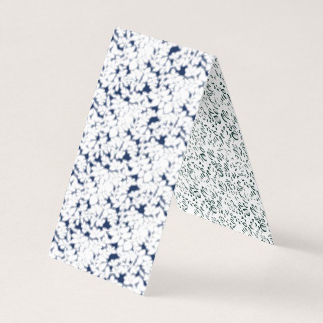 vit och blå bakgrund med mönster visitkort (Baksida)