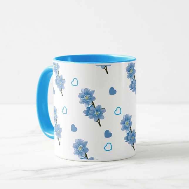 Vit och blå blomkrukka i keramik mugg (Framsida vänster)