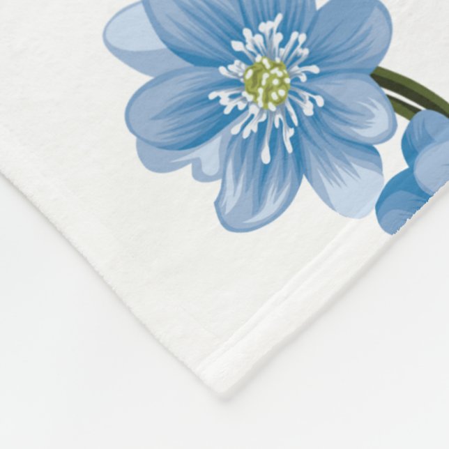 Vit och blå Blommigt Fleecefilt (Hörn)