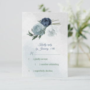 vit och blå blommigt grön bröllop OSA kort
