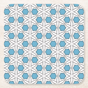 Vit och blå Blommigt Mosaic Underlägg Papper Kvadrat