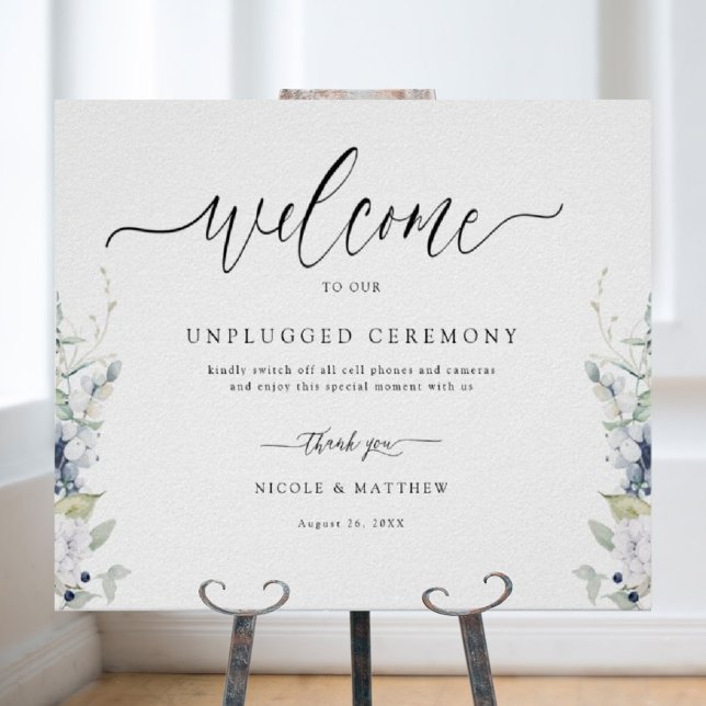 Vit och blå Blommigt, opluggad Ceremonisk signatur Poster (Skapare uppladdad)