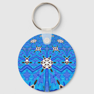 vit och blå geometrisk nyckelkedja nyckelring