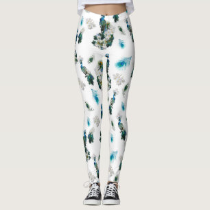 Vit och blå grönt Royal-Peacocks Fantasy Leggings