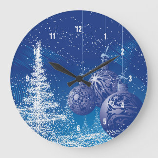 Vit och blå julillustration stor klocka