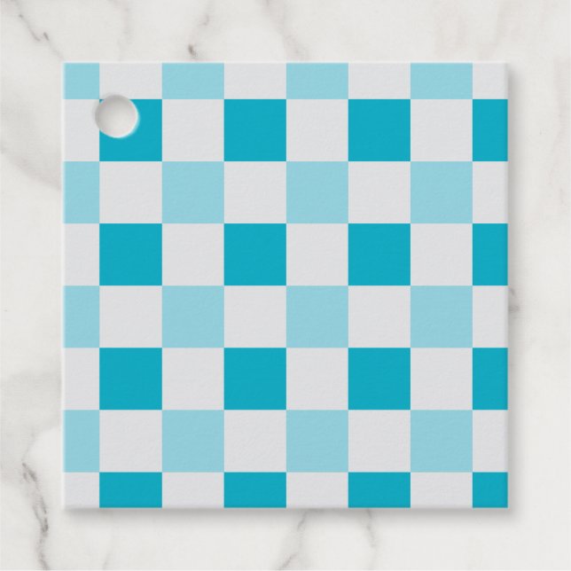 Vit och blå kontrollpanel Mönster Gåvor Etiketter (Framsida)
