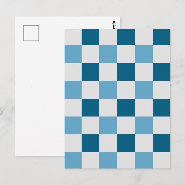 Vit och blå kontrollpanel Mönster Vykort (Fram/baksida)