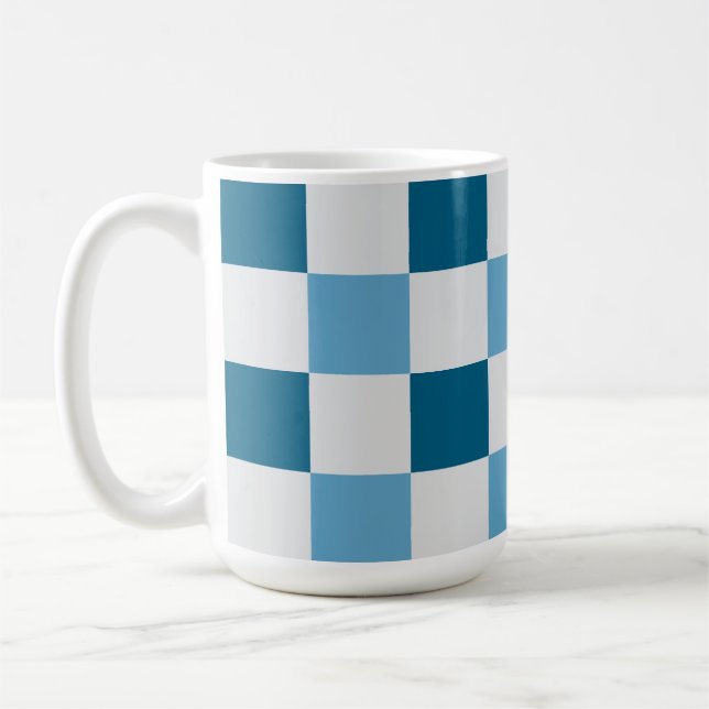 Vit och blå kryssruta Mönster-ruta Kaffemugg (Vänster)