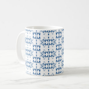 Vit och blå ornament art Deco geometri Kaffemugg