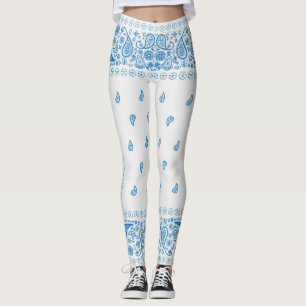 Vit och blå Paisley-design Leggings