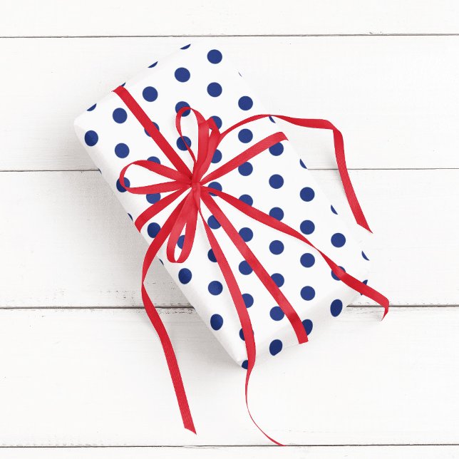 Vit och blå prickig presentpapper (White and Blue Polka Dot Wrapping Paper)
