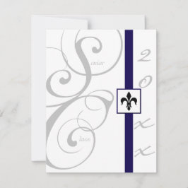 Vit och blå Rulla Ribbon Studenten Inbjudningar