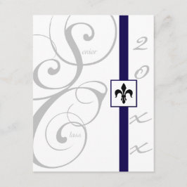 Vit och blå Rulla Ribbon Studenten Inbjudningar