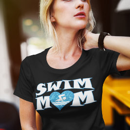 Vit och blå Simma Mamma med hjärtklappning Kvinnor T Shirt