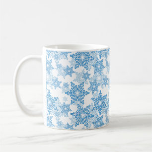 Vit och blå snöflingor utan sjölösa Mönster Kaffemugg