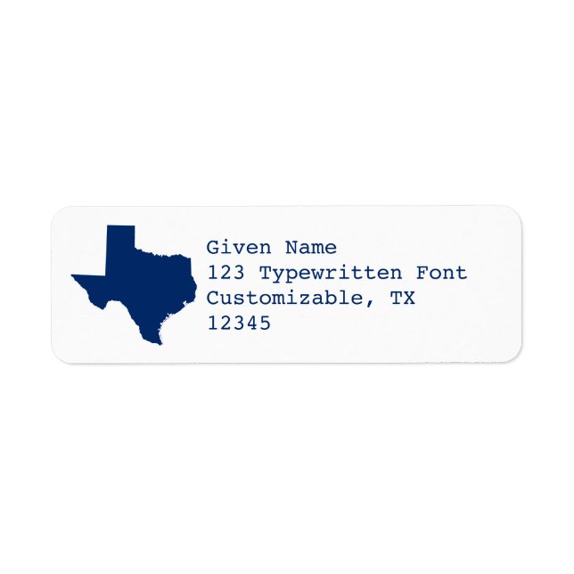 Vit och blå Texas Returadress Etikett (Framsidan)