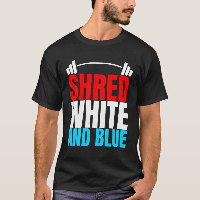 Vit och blå viktningsövning t shirt (Framsida)