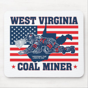 VIT OCH BLÅTT FÖR WEST VIRGINIA KOLGRUVARBETARE MUSMATTA