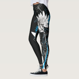 Vit- och blåttblommigtLeggins Leggings