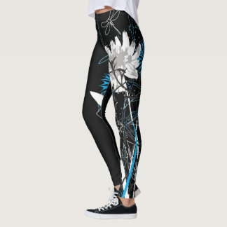 Vit- och blåttblommigtLeggins Leggings