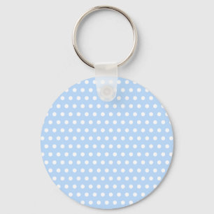 Vit- och blåttpolkaen pricker mönster. Spotty. Nyckelring